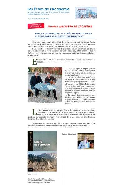La forêt de Boscodon » récompensé par le prix Lourmarin de l’Académie d’Aix-en-Provence