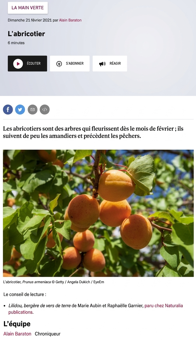 « Lilidou, bergère de vers de terre » chez Alain Baraton sur France Inter