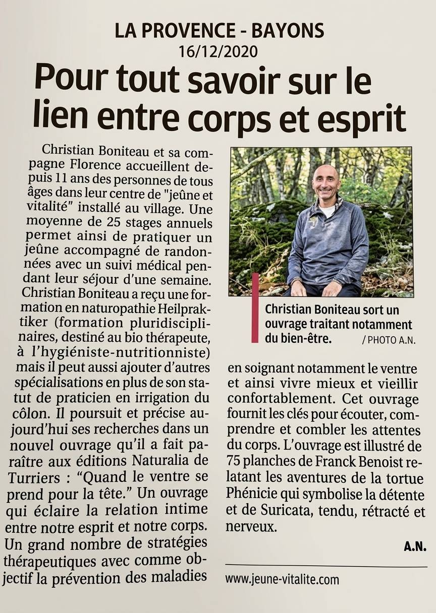 Quand le ventre se prend (pour) la tête » de Christian Boniteau dans les médias